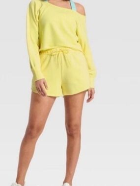 Sunny Off-Shoulder Lounge Set - Lemon Yellow